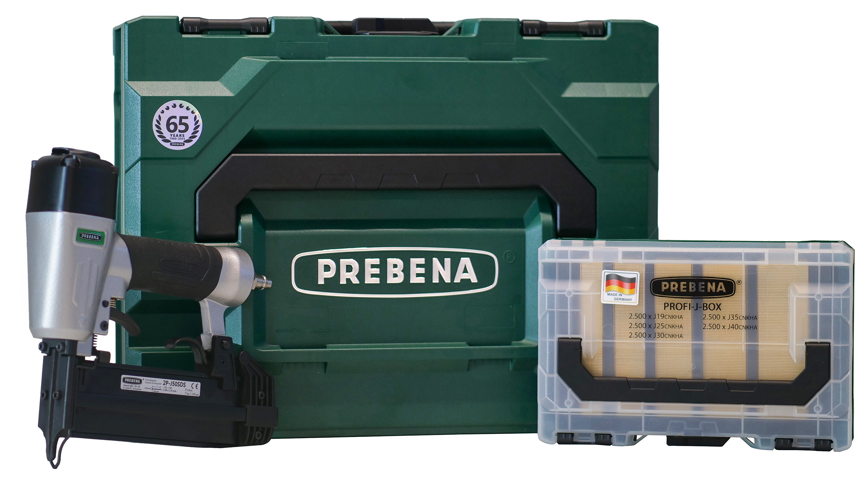 Prebena 2P-J50SDS Druckluft - Special Edition in Silber mit einer Prebena Profi J-Box