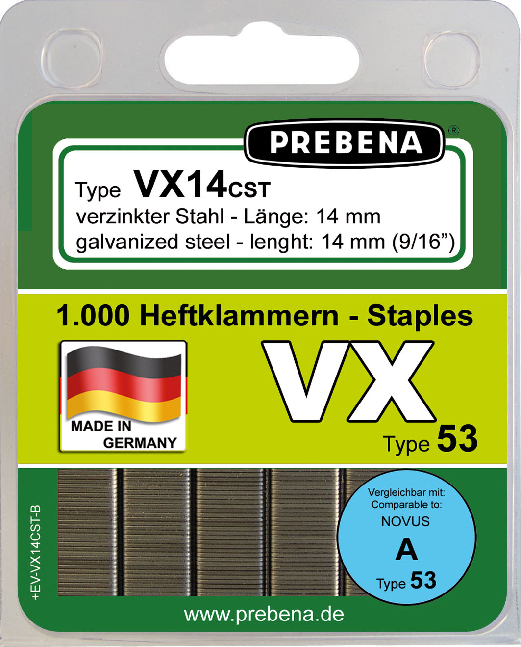 VX14CST-B Heftklammern im Blister verzinkt Stahlqualität