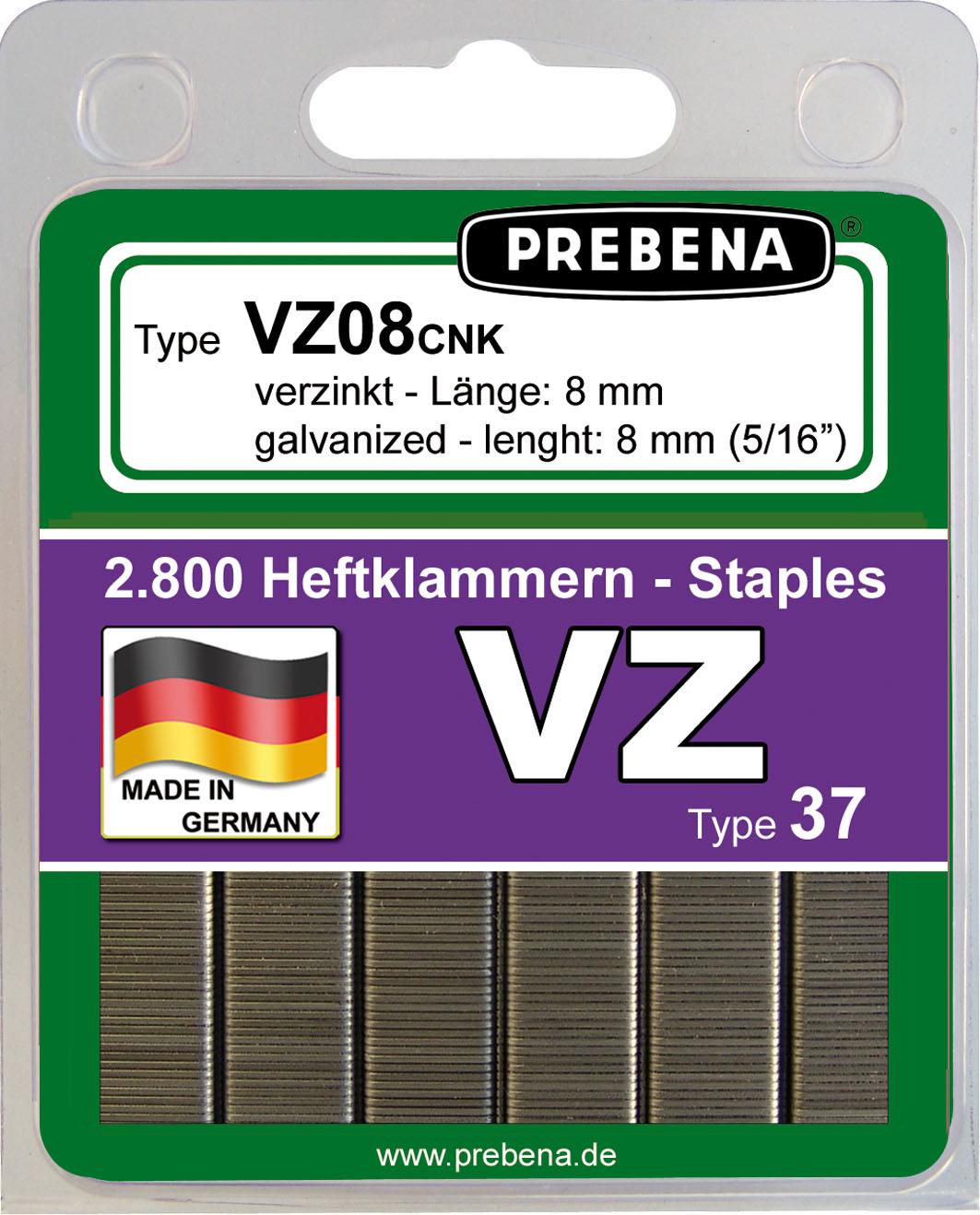 VZ08CNK-B Heftklammern im Blister verzinkt